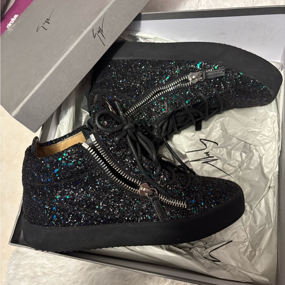 Black Giuseppe Zanotti Glitter High-Top Sneakers